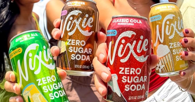 Nixie Organic Zero Sugar Soda Ginger Ale Healthy Soda Pop Non-GMO 0 Sugar 0 Calories Caffeine Free 12oz Cans (12 Pack)
