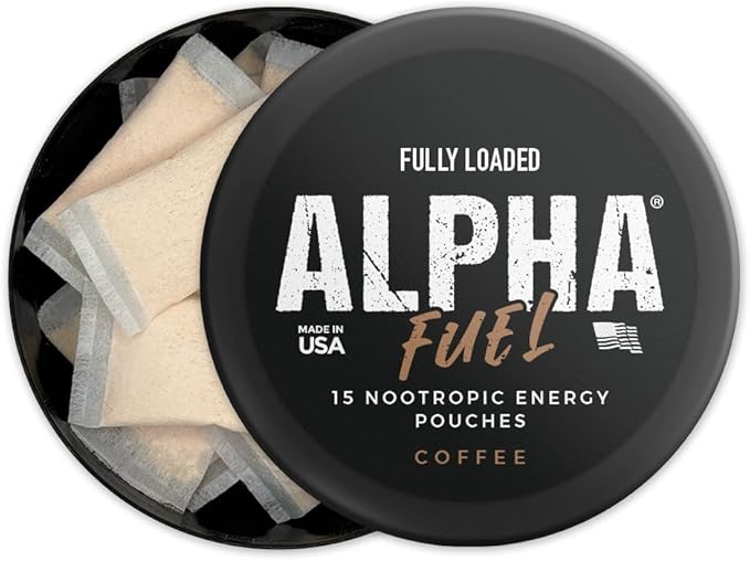 Fully Loaded Alpha Fuel Nootropic Pouches (Coffee Fuel) - Nootropic Energy Pouches with Caffeine Alpha GPC Tyrosine Taurine Guarana and More