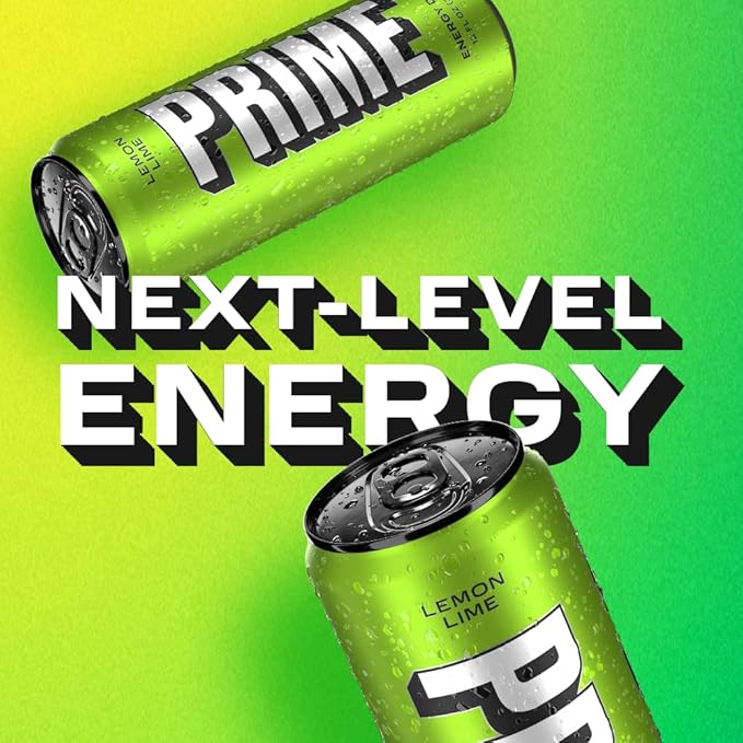 PRIME Energy LEMON LIME | Zero Sugar Energy Drink | Preworkout Energy | 200mg Caffeine with 355mg of Electrolytes and Coconut Water for Hydration| Vegan | Gluten Free |12 Fluid Ounce | 24 Pack