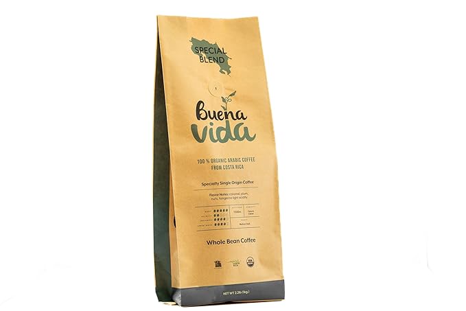 Buena Vida Speacialty Coffee - Special Blend Whole Bean - Costa Rican Regenerative Coffee (35 oz)
