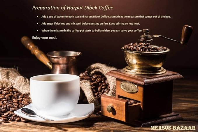 Harput Dibek Ground Coffee Arabica Fine Grade Medium Roast 500 Gr - 18 Oz Cardamom Coffee 1 Canister