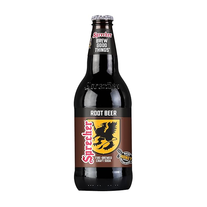 Sprecher Root Beer in 16 fl oz Glass Bottles (12 Pack) Fire-Brewed Craft Soda with Real Honey Gourmet Handcrafted Soft Drink