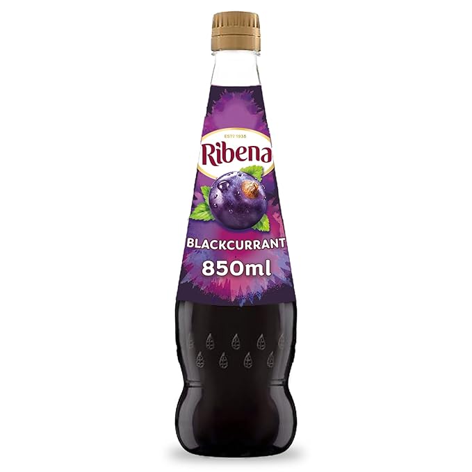 Ribena Blackcurrant Concentrate Cordial - 12 Bottles x 850ml - Contains Real Fruit Juice - No Artificial Colours or Flavourings - Dilute with Water - Made with British Blackcurrants