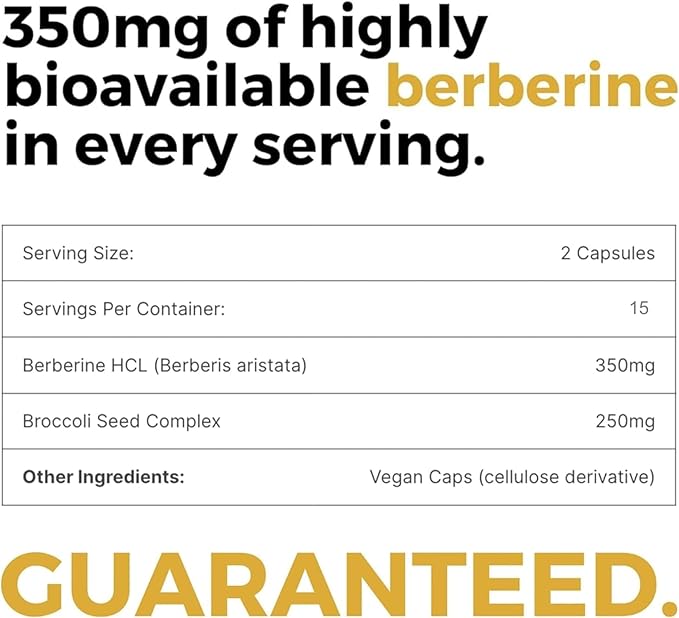 Mara Labs BerbElite | 350mg Berberine HCL &amp Broccoli Seed Complex for Increase Bioavailability | 30 Vegan Capsules