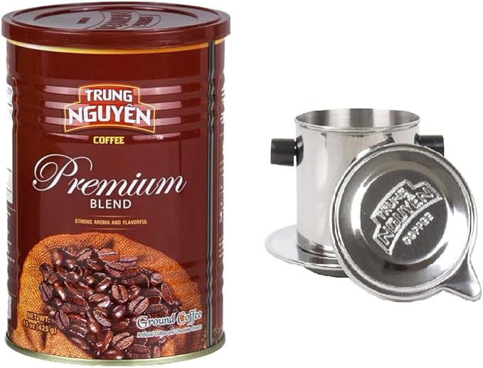 Trung Nguyen - Premium Blend Ground Coffee &amp Vietnamese Coffee Filter Bundle - 2 Items
