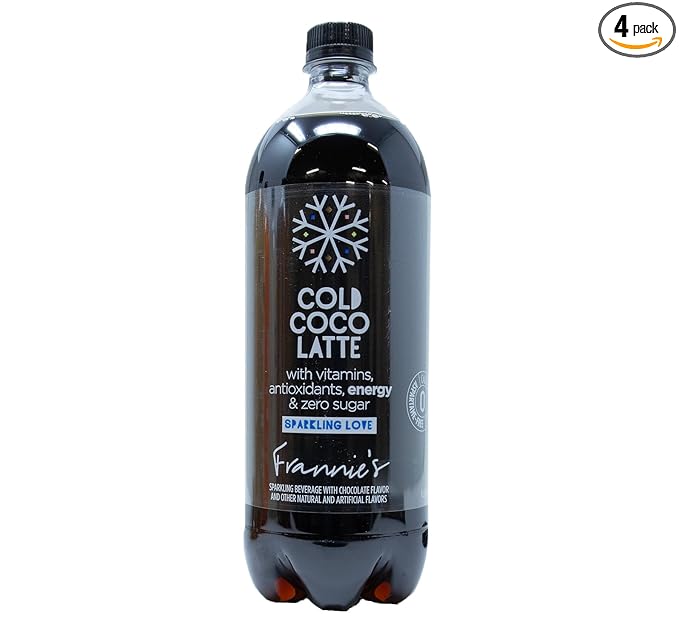 KauffmanTreats Frannie Sparkling Beverage Cold Coco Latte 1 Liter (Pack of 4)