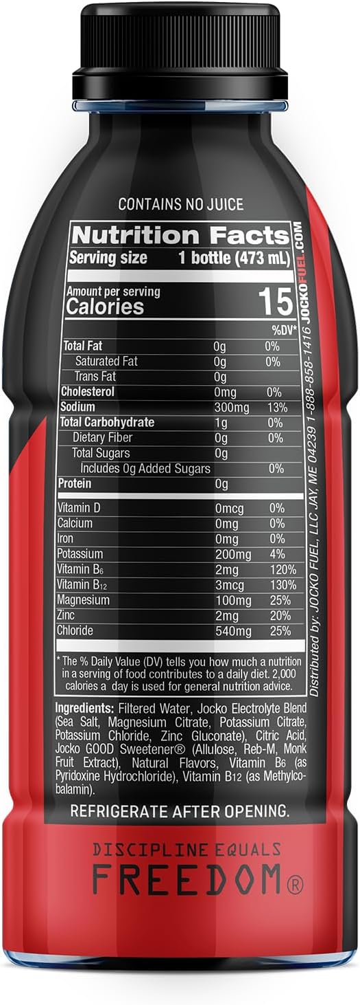 Jocko Fuel Hydrate Electrolyte Drinks - Sports Drink Hydration Amplifier Thirst Quencher - Scientifically Formulated Electrolyte Blend Fruit Punch Flavor 16 Oz (12 Pack)