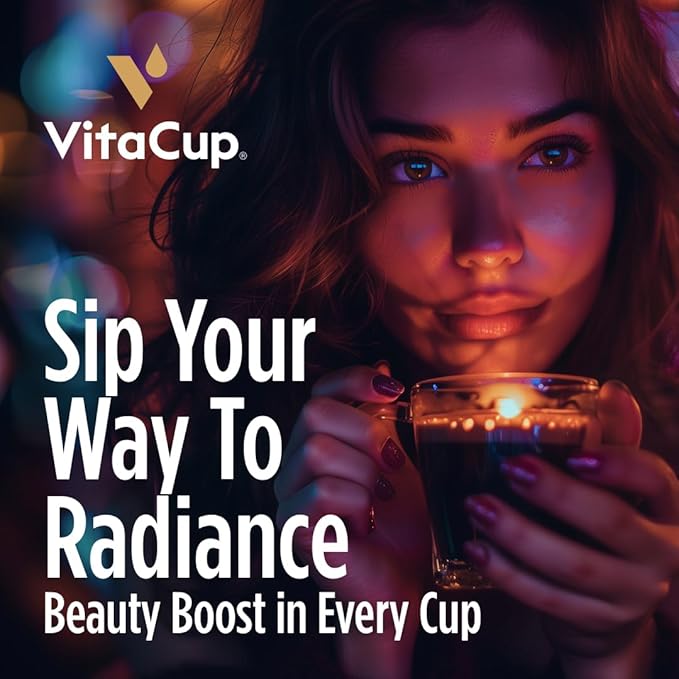 VitaCup Beauty Collagen Coffee Pods for Hair Skin &amp Nails with Biotin &amp Folate Medium Dark Roast Keto Friendly Single Serve Pod Compatible with Keurig K-Cup Brewers16 Ct