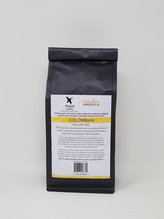 Pintail Coffee - Yellow Tail Medium Roast 100% Colombian Ground Coffee 12 oz. Bag Rich Blend of Colombia Crisp Flavors of Caramel