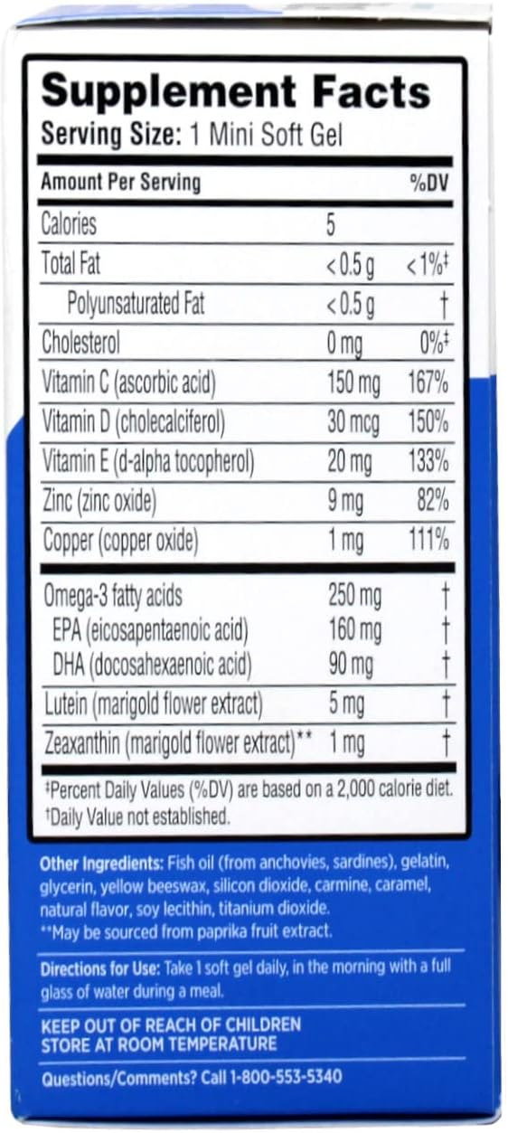 Ocuvite (Pack of 3) Eye Vitamin Adult 50+ Formula 150 Soft Gels Total
