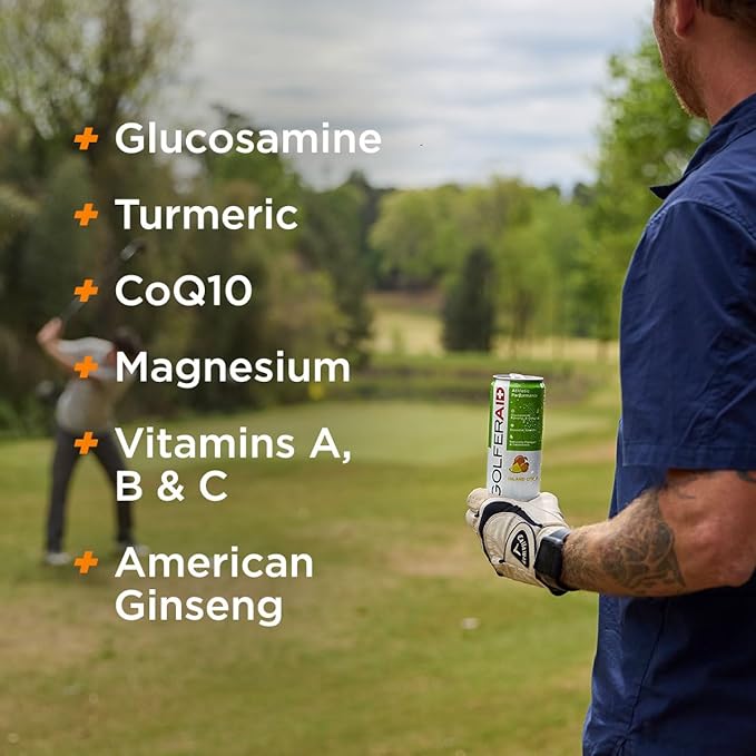 GOLFERAID Performance Blend Up Your Golf Game No Caffeine Glucosamine Turmeric MSM CoQ10 B-Complex BCAAs and Electrolytes 40 Calories 100% Clean Paleo Vegan 12 Fl Oz (Pack of 12)