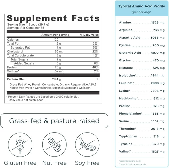 Ancient Nutrition Grass-fed Whey Protein Powder Vanilla Bean 35 Servings + Multi Collagen Protein Peptides Powder Vanilla 60 Servings