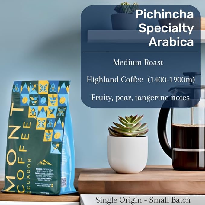 Mont Coffee Ecuador | Pichincha Region | 100% Arabica | Limited Deluxe Coffee | Medium Roast | Premium | Fresh Roast | Sourced Directly from Our Farms | Latitude 0.0'00