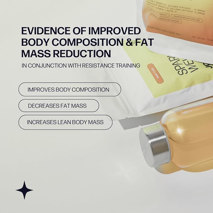 Sparkle Wellness Muscle Boost (Orange) [30-Serves] | Collagen Supplement Powder with Hydrolyzed BODYBALANCE Collagen Peptides &amp Buffered Vitamin C | Improves Body Composition