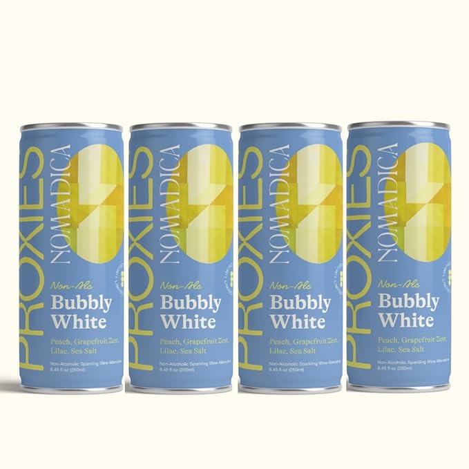 Proxies Bubbly White – Non-Alcoholic Sparkling Wine Spritz – Zesty &amp Aromatic Canned Drink 4-Pack