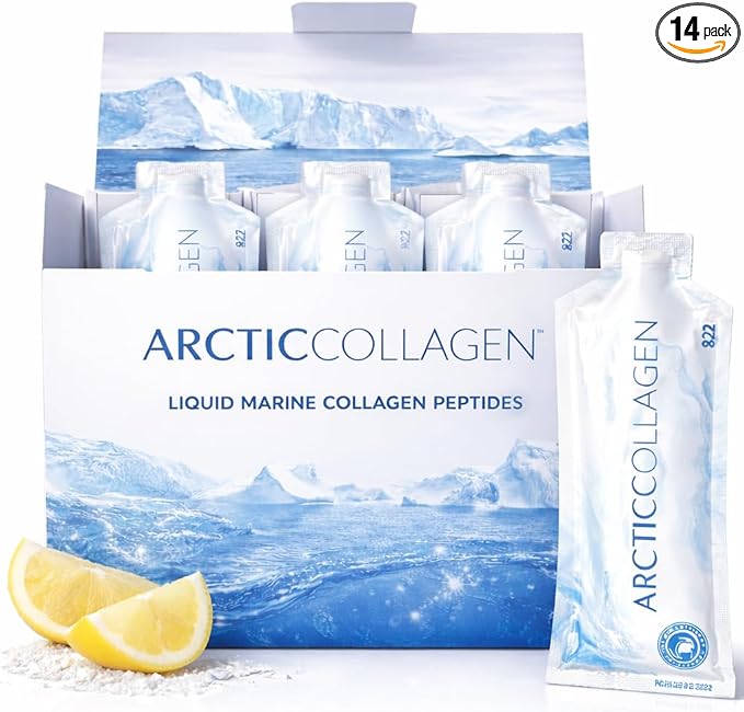 Liquid Marine Collagen Peptides for Women Men – 8000mg Hydrolyzed Collagen Liquid Supplement with Biotin &amp Vitamins for Hair Growth Skin Nails &amp Joints Lemon Flavor Sugar-Free 14 Sachets
