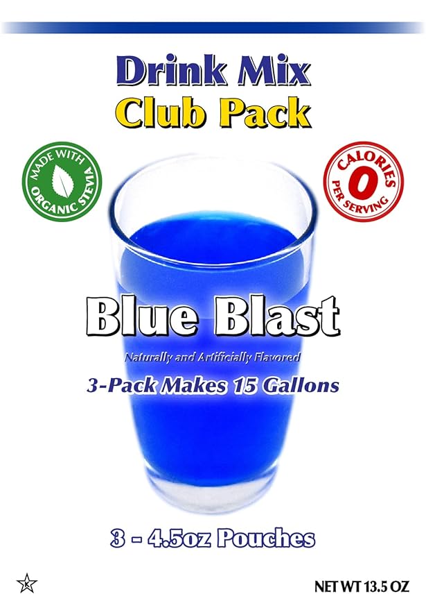 GramZero Blue Blast Zero Calorie Sugar Free Drink Mix Great For Nutrition Club Loaded Teas Stevia Sweetened