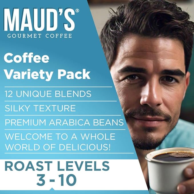 Maud's Family Pack Coffee Pods Variety Pack 136 ct 12 Assorted Flavors Medium Roast Single Serve Pods – 100% Arabica Coffee Compatible with Keurig K Cups Maker