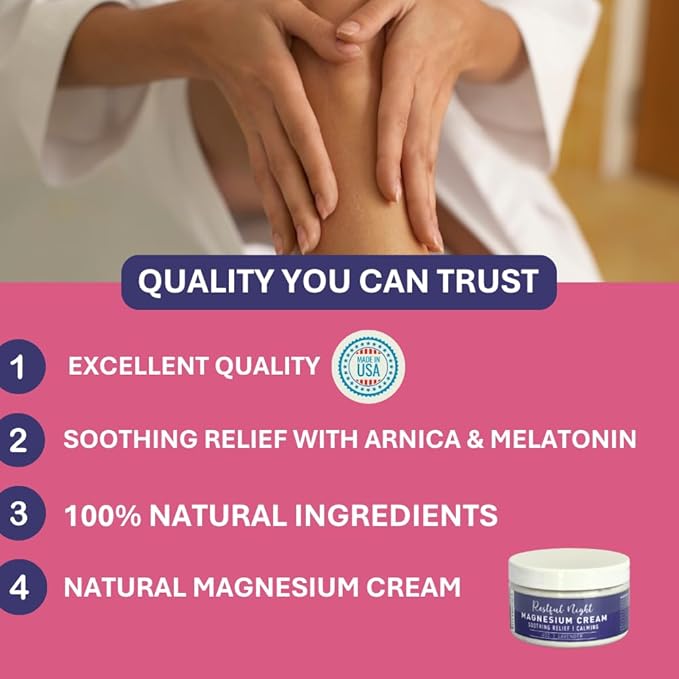 Wedding Restful Night Magnesium Cream Apply to Arms Legs Chest or Back with Valerian Root &amp Melatonin Lavender Scented 4 oz Natural Soothing Relief Botanicals