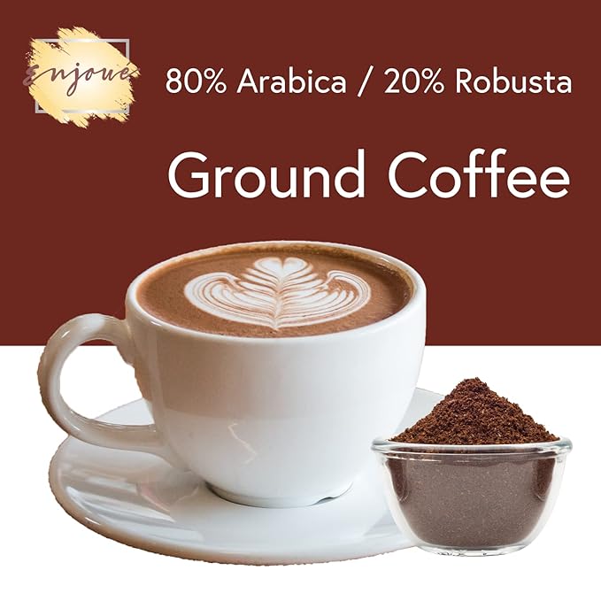 Enjoué Exquisite Milano Miscela di Caffe Ground Coffee Gourmet Italian Coffee 80% Arabica / 20% Robusta 8.8oz/250g (Pack of 2)