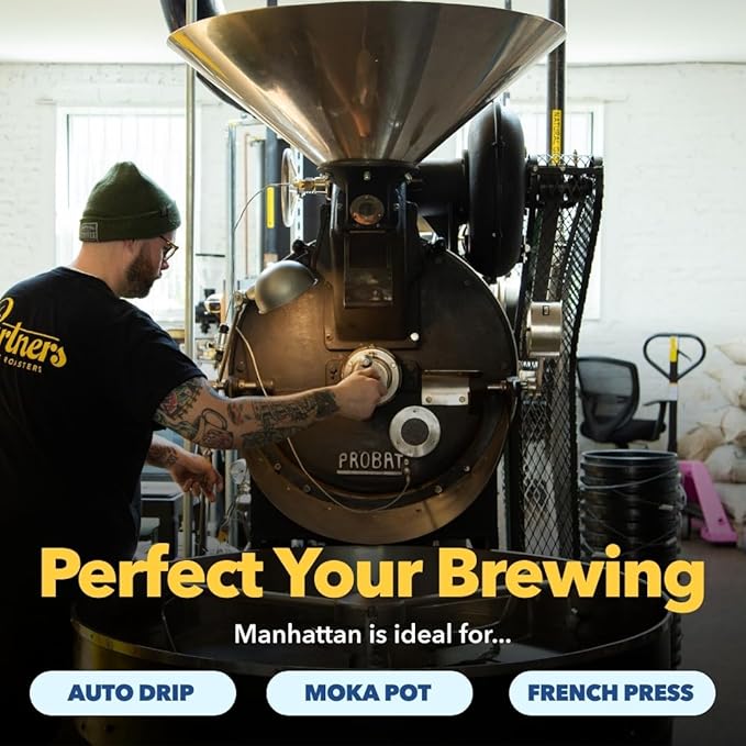 PARTNERS COFFEE ROASTERS - Whole Bean Coffee (Manhattan - Dark Roast) 12oz (2 Pack) - Rich Deep &amp Flavorful Omniroast - Whole Coffee Beans - Lab Tested for Mycotoxins &amp Heavy Metals - Hand R