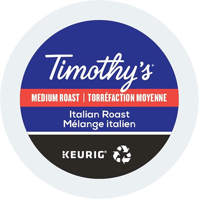 Timothy's Italian Roast Single-Serve Keurig K-Cup Pods Medium Roast Coffee 96 Count (4 Boxes of 24 Pods)