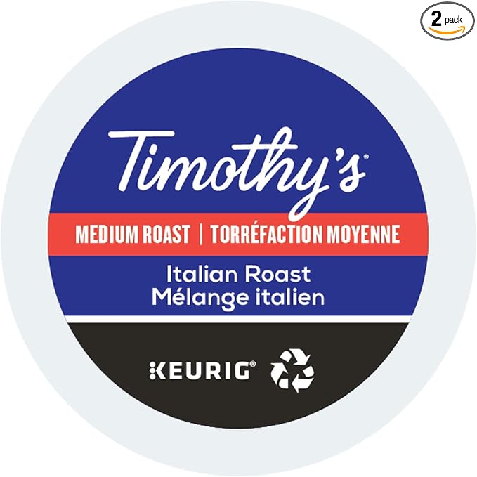 Timothy's World Coffee Italian Blend K-Cup Portion Pack for Keurig K-Cup Brewers 24-Count (Pack of 2)(Packaging may vary)
