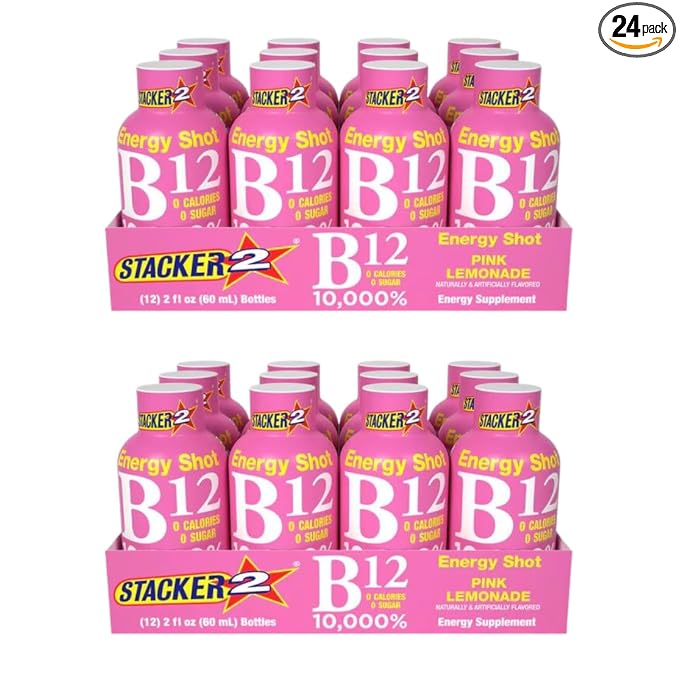 Stacker 2 Pink Lemonade B12 Energy Shot 2oz (Pack of 24)