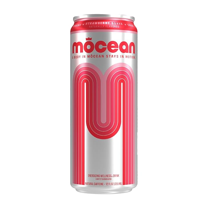 MŌCEAN Strawberry Guava Energy Drink 12 fl oz (Pack of 12) Clean Adult Energy Drink with 130mg Caffeine Adaptogens &amp Minerals No Taurine No Sucralose No Candy Flavors