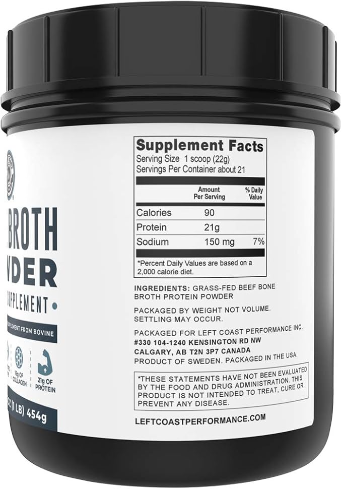 Left Coast Performance Pure Bone Broth and Multi Collagen Powder for Joint Hair Skin and Nails Support