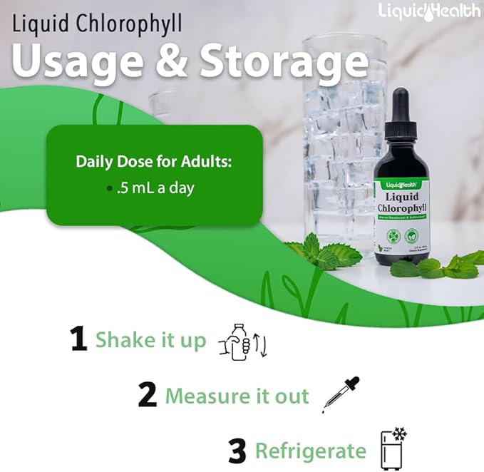 LIQUIDHEALTH Vegan Liquid Collagen Plus Biotin &amp Liquid Chlorophyll Dropper Bundle - Hair &amp Nail Growth Skin Health Internal Deodorizer Stops Bad Breath Reduces Appetite - USA Made Vegan