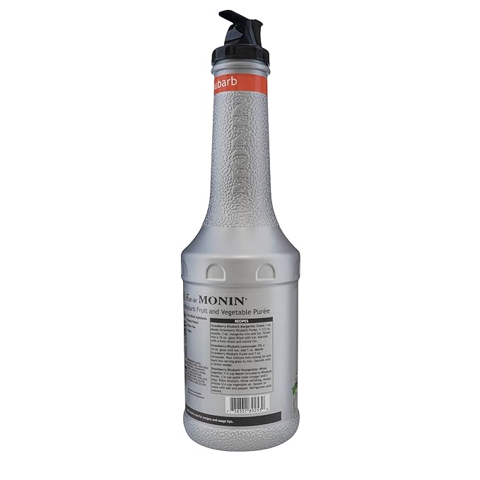 Monin - Strawberry Rhubarb Purée Tart &amp Sweet Purée Made with Real Fruit &amp Vegetable Juices Antioxidant-Rich Fruit Purée for Cocktails Smoothies Cooking Baking &amp More Clean Label