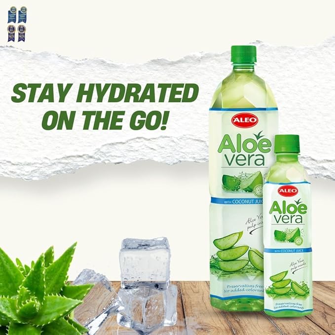 ALEO 0.5L x 24 Premium Coconut Aloe Vera Drink - Natural No Preservatives No Artificial Colors Superior Taste Award 2025