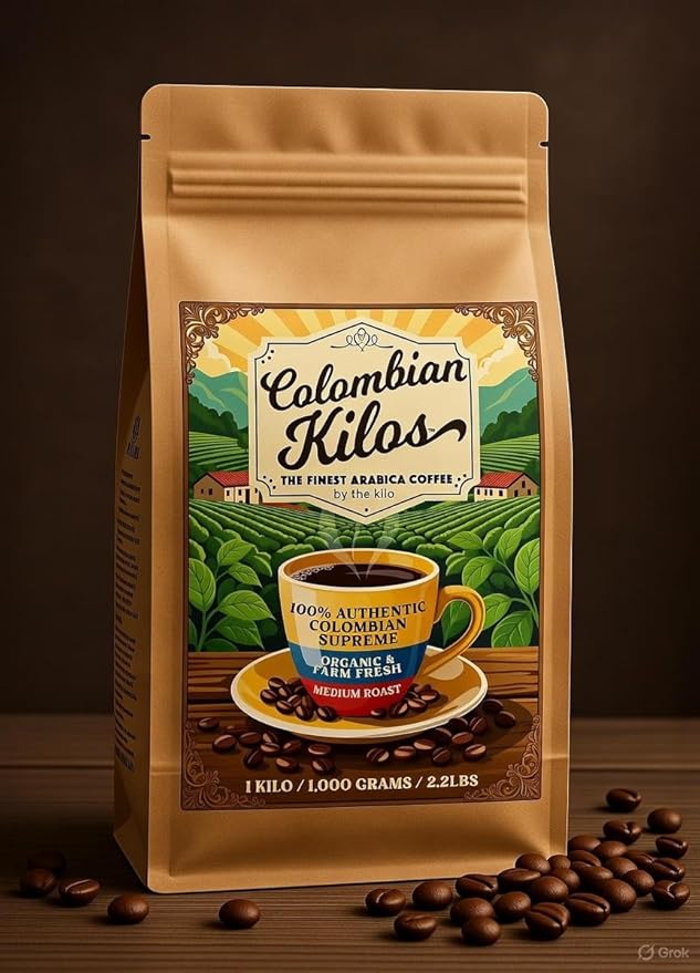 Colombian Kilos 1 Kilo Ground Coffee 100% Colombian Arabica Medium Roast 1000g