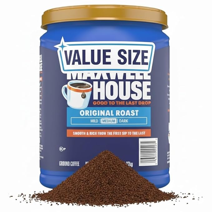 Original Roast Ground Coffee Medium Roast Coffee Smooth &amp Rich Arabica Blend Fresh Roasted Coffee Powder Value Size Canister Premium Breakfast Coffee for Drip Coffee Maker French Press Pour