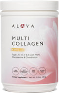Alaya Multi Collagen Powder - Type I II III V X Hydrolyzed Collagen Peptides Protein Powder Supplement with MSM + GC (Vanilla)