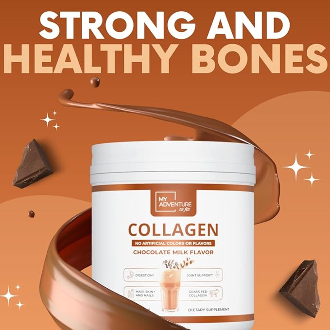 My Adventure to Fit Hydrolyzed Collagen Powder for Women - Grass Fed for Muscle Growth &amp Chocolate Collagen Protein Powder - Keto Collagen Powder for Joints &amp Gut Health - Chocolate Milk 420g