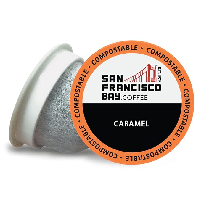 San Francisco Bay Compostable Coffee Pods - Caramel (80 Ct) K Cup Compatible including Keurig 2.0 Flavored Medium Roast