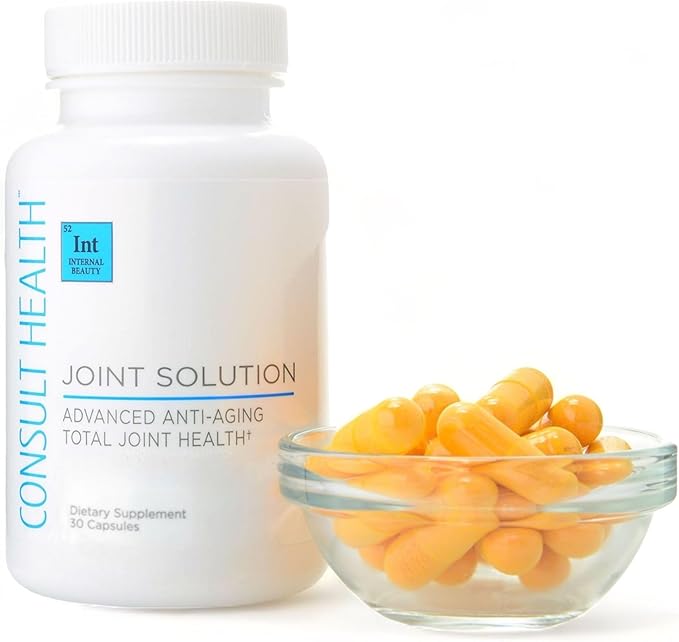 Consult Health Joint Solution Advanced Total Joint Health Dietary Supplement for Relief Curcumin C3 Complex Turmeric for Maximum Flexibility UC Type II Collagen Hyaluronic Acid 30 Capsules