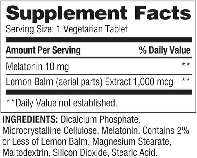 Melatonin Tablets Dietary Supplement Value Size 10 mg 240 Count + VSL Sticker