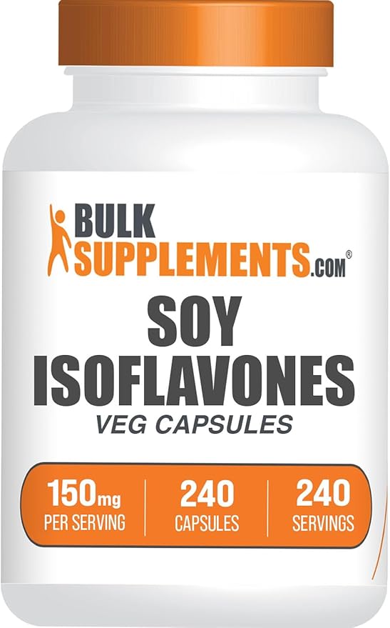 BulkSupplements.com Soy Isoflavones Capsules - Soy Isoflavones Supplement - Vegan &amp Gluten Free 1 Capsule per Serving (150mg) 240 Count (Pack of 1)