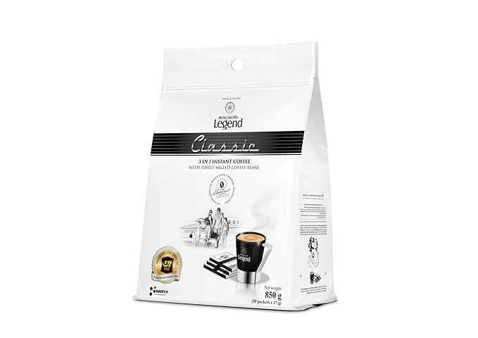 Trung Nguyen Legend — Classic — 3 in 1 Premium Instant Coffee — Finely Milled Coffee Beans Non-dairy Creamer &amp Sugar — Strong and Bold — Instant Vietnamese Coffee (50 Single Serve Packets 2-Pac