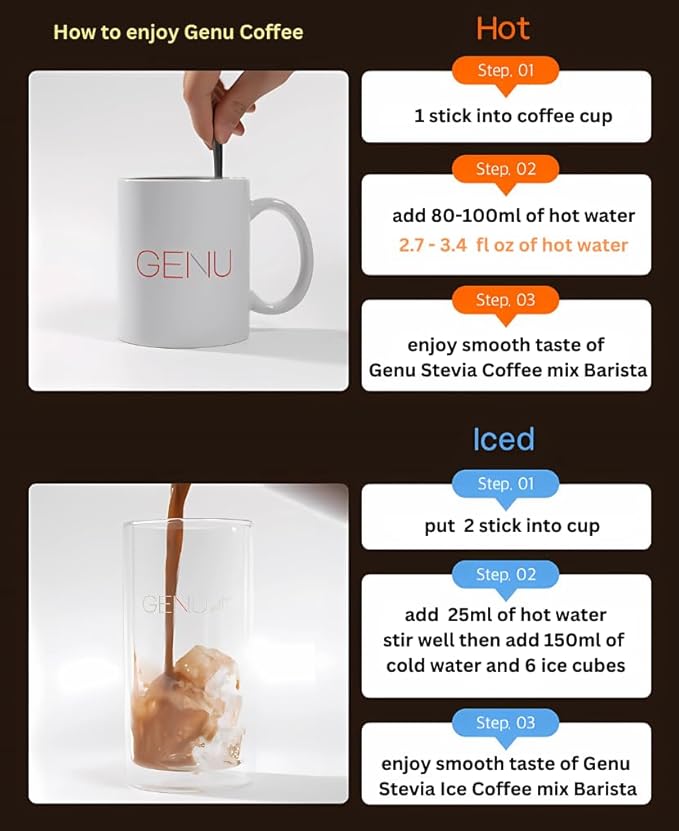 GENU Stevia Protein Coffee Mix (100 sticks Barista) Korea's No.1 Selling Zero Sugar Protein Coffee Mix