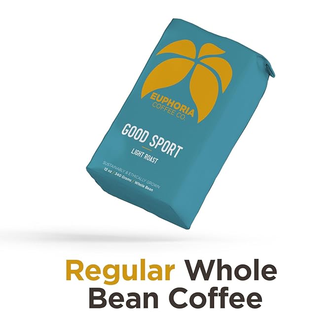 EUPHORIA COFFEE CO. Good Sport Whole Bean Coffee - Light Roast | 12oz Bag (3 Pack)