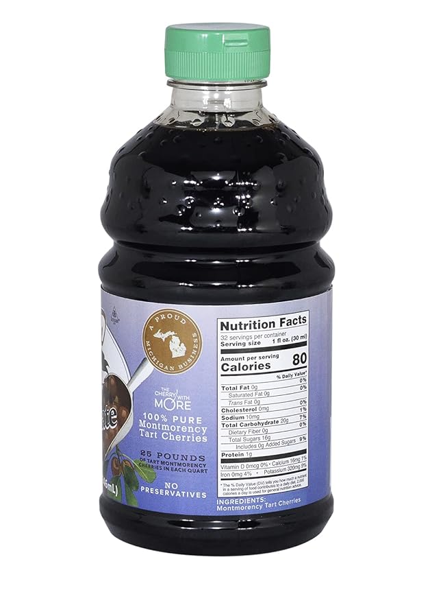 Nature Blessed 100% Pure Tart Cherry Concentrate - 2 Quarts (Two 32oz Bottles) Refreshing by itself or in Smoothie All Natural No added Sugar or Preservatives. Harvest Special - Price reduced from