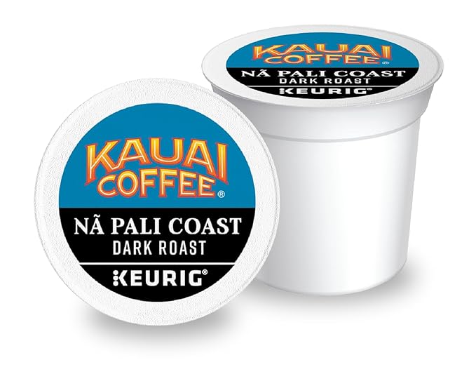 Kauai Coffee K-Cup Pods for Keurig Brewers – Arabica Coffee 10% Hawaiian – Dark Roast Nutty with Sweet Chocolate Overtones – Na Pali Coast 1 Pack of 48 Single Serve K-Cups