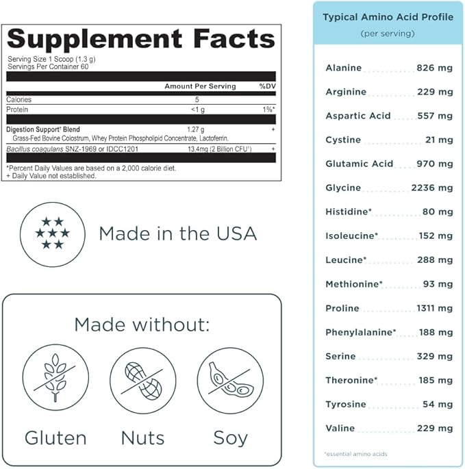 Ancient Nutrition Colostrum Superfood Powder Grass Fed Bovine Colostrum Supports Healthy Gut Microbiome and Immune System Clinically Studied Lactoferrin &amp Probiotics Unflavored 60 Servings