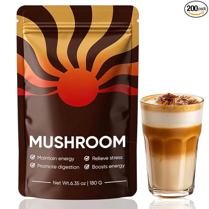 Mushroom Coffee – Mushroom Coffee Blend with 10 Mushrooms + Collagen – Organic Instant Coffee Mix for Balanced Energy Focus &amp Wellness – Low Caffeine Sugar-Free Dairy-Free 30 Servings