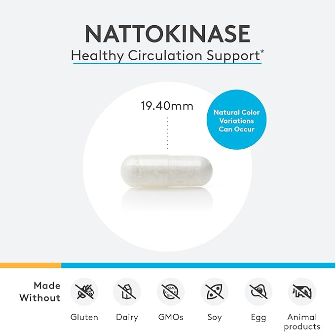 XYMOGEN Nattokinase - Nattokinase 2000 FU Blood Pressure Supplements - Heart Health Circulation &amp Blood Pressure Support - Gluten Free Vegan Non GMO (120 Capsules)