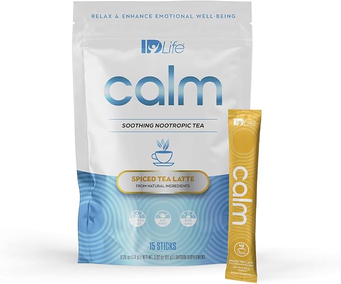 IDLife Calm - Cognitive Support Powder with Adaptogenic Blend for Concentration and Emotional Well-Being - 15-Day Supply 15 Sticks per Bag